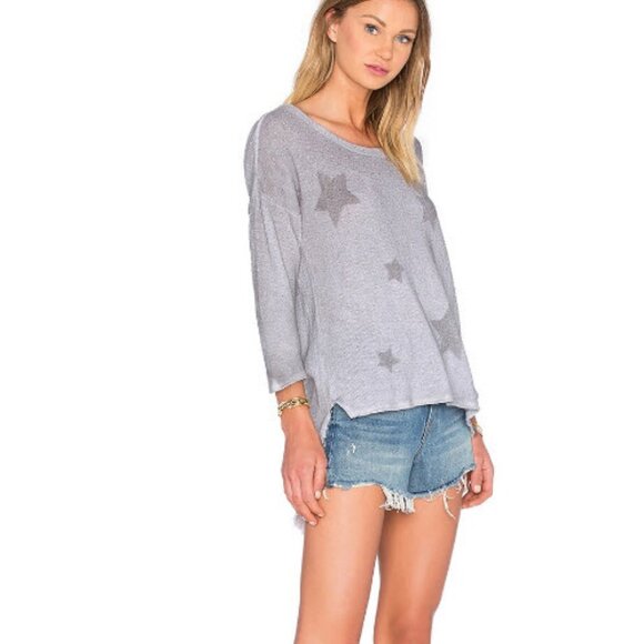 Womens Tyler Jacobs Feel the Piece Gray Star Raw Hem Kona Sweatshirt M - Picture 2 of 9
